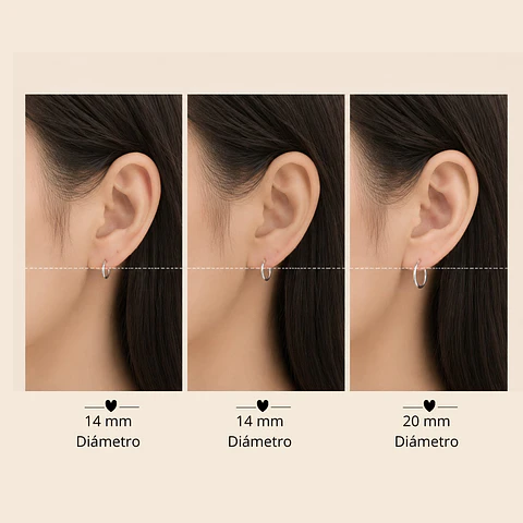 Set 3 Pares Argollas Plata 925 — 10mm, 14mm y 20mm