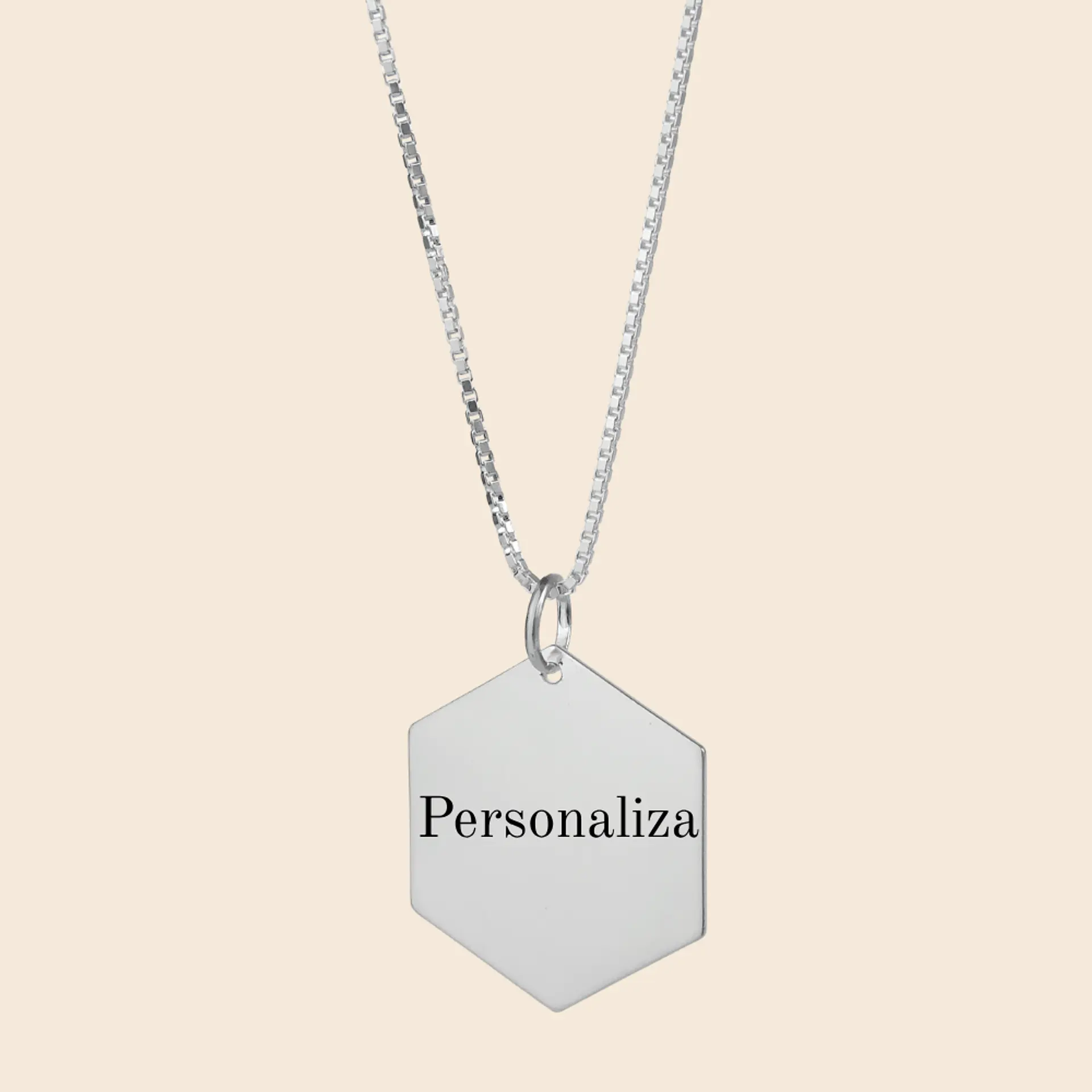 Cadena con Colgante Hexagonal Personalizable — Plata 925 1