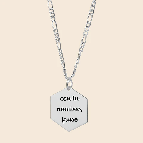 Cadena con Colgante Hexagonal Personalizable — Plata 925