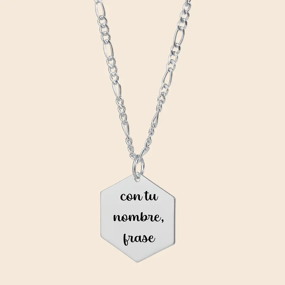 Cadena con Colgante Hexagonal Personalizable — Plata 925 2