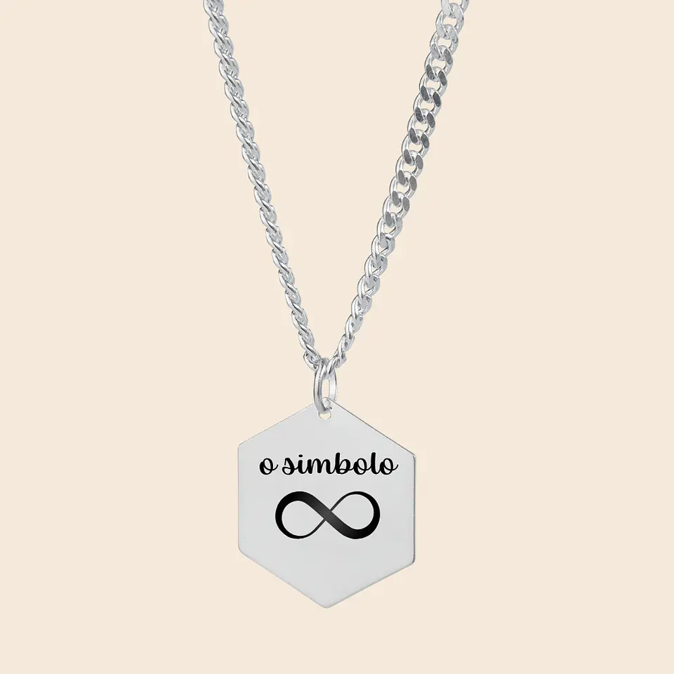 Cadena con Colgante Hexagonal Personalizable — Plata 925 3