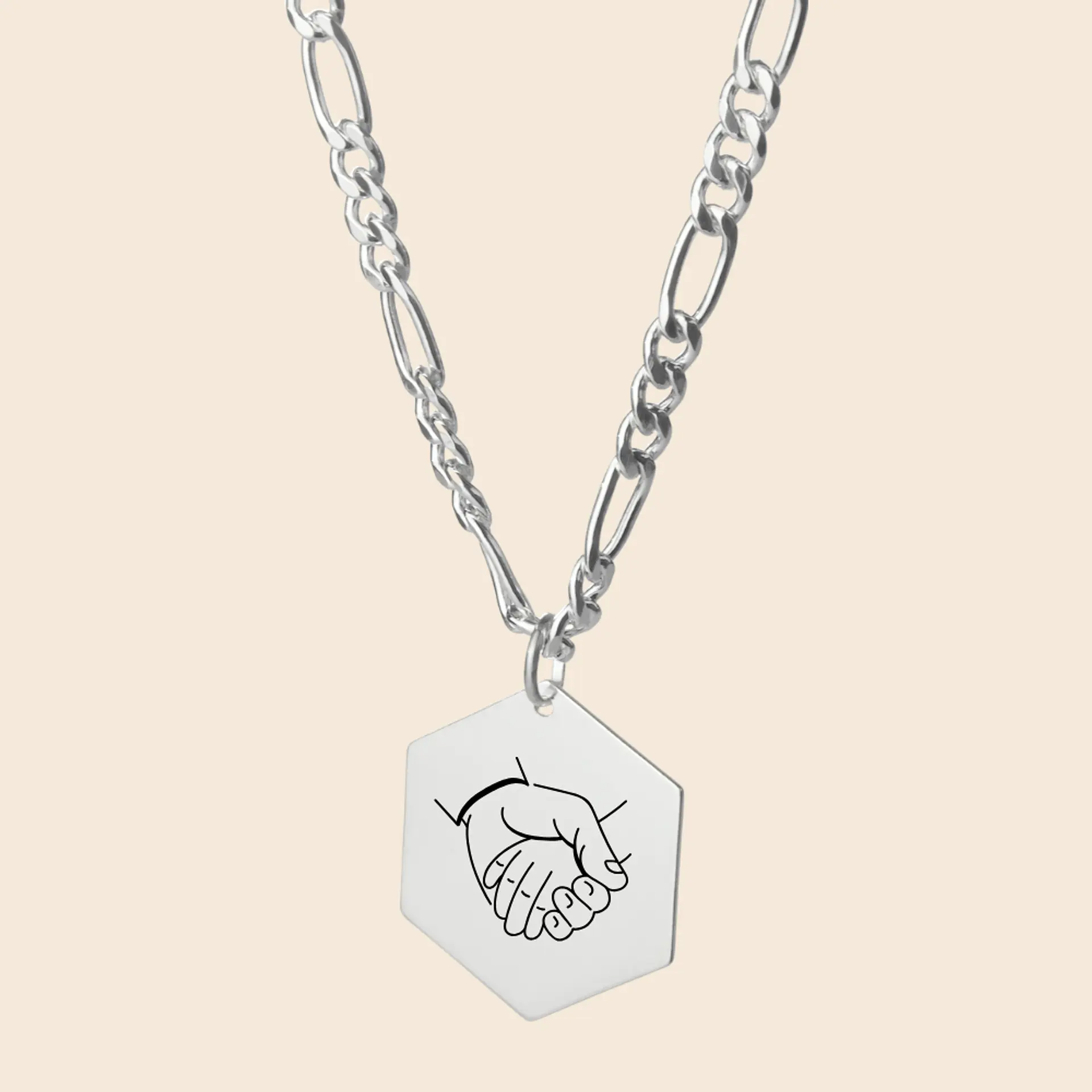 Cadena con Colgante Hexagonal Personalizable — Plata 925 4