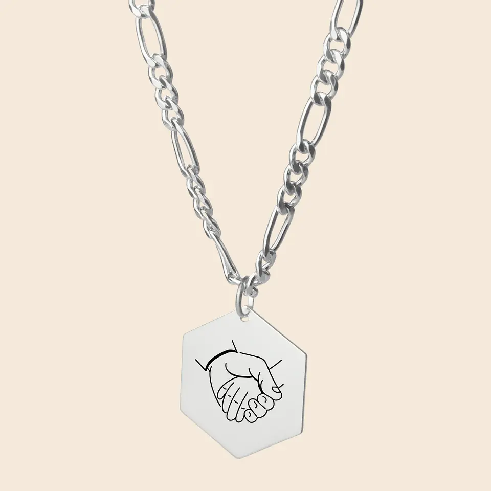 Cadena con Colgante Hexagonal Personalizable — Plata 925 4