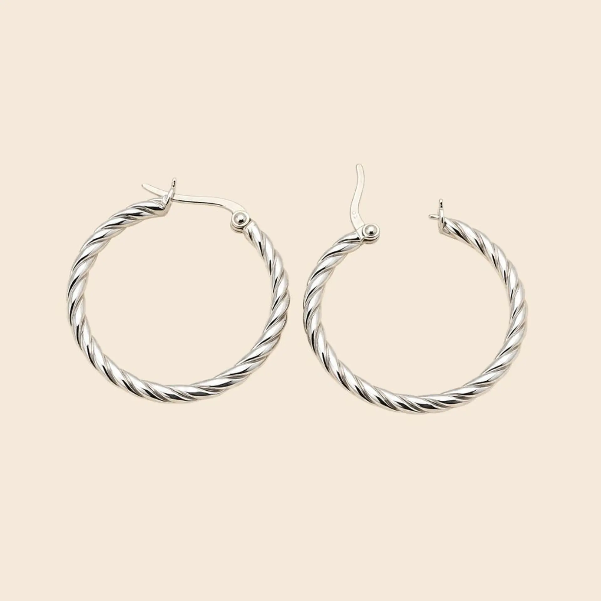 Argollas Plata 925 Trenzado Liso 3 cm 1