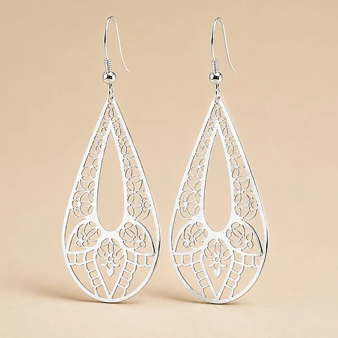 Aros Filigrana Boho Plata 925 · Gotas