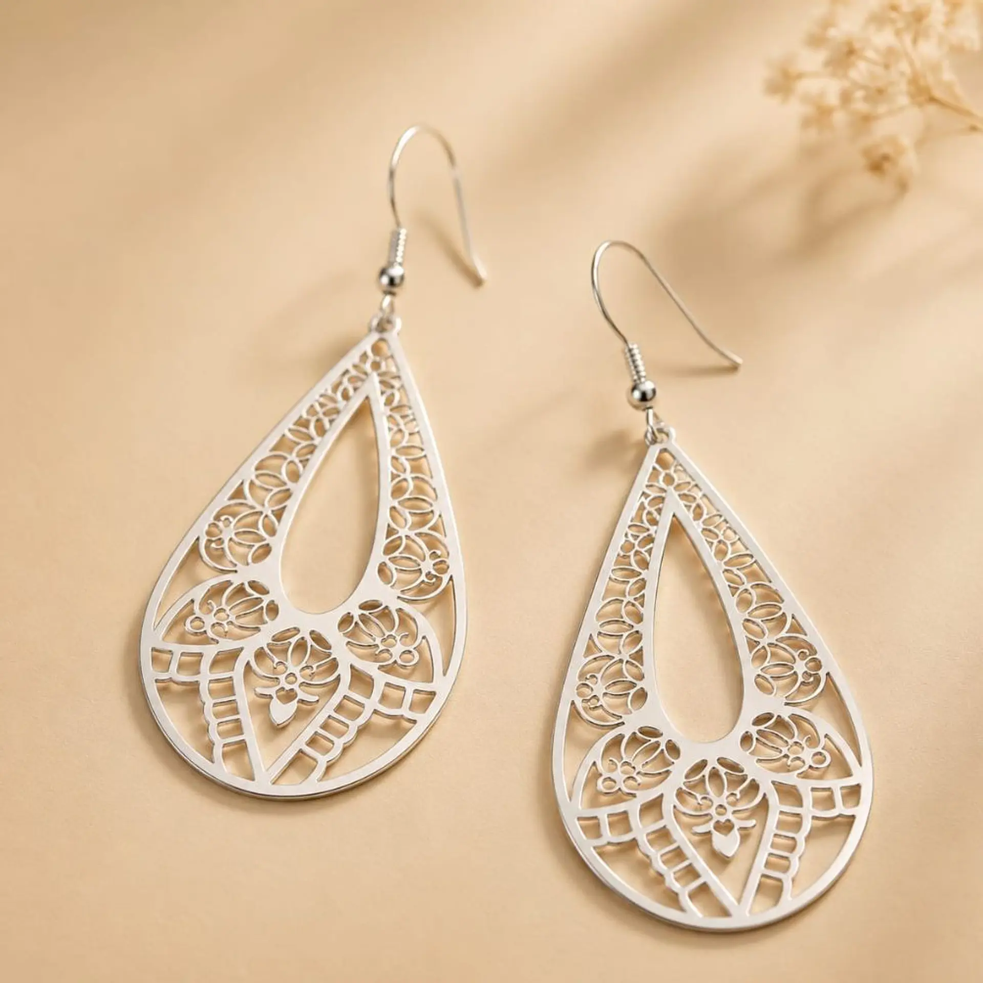 Aros Filigrana Boho Plata 925 · Gotas 4
