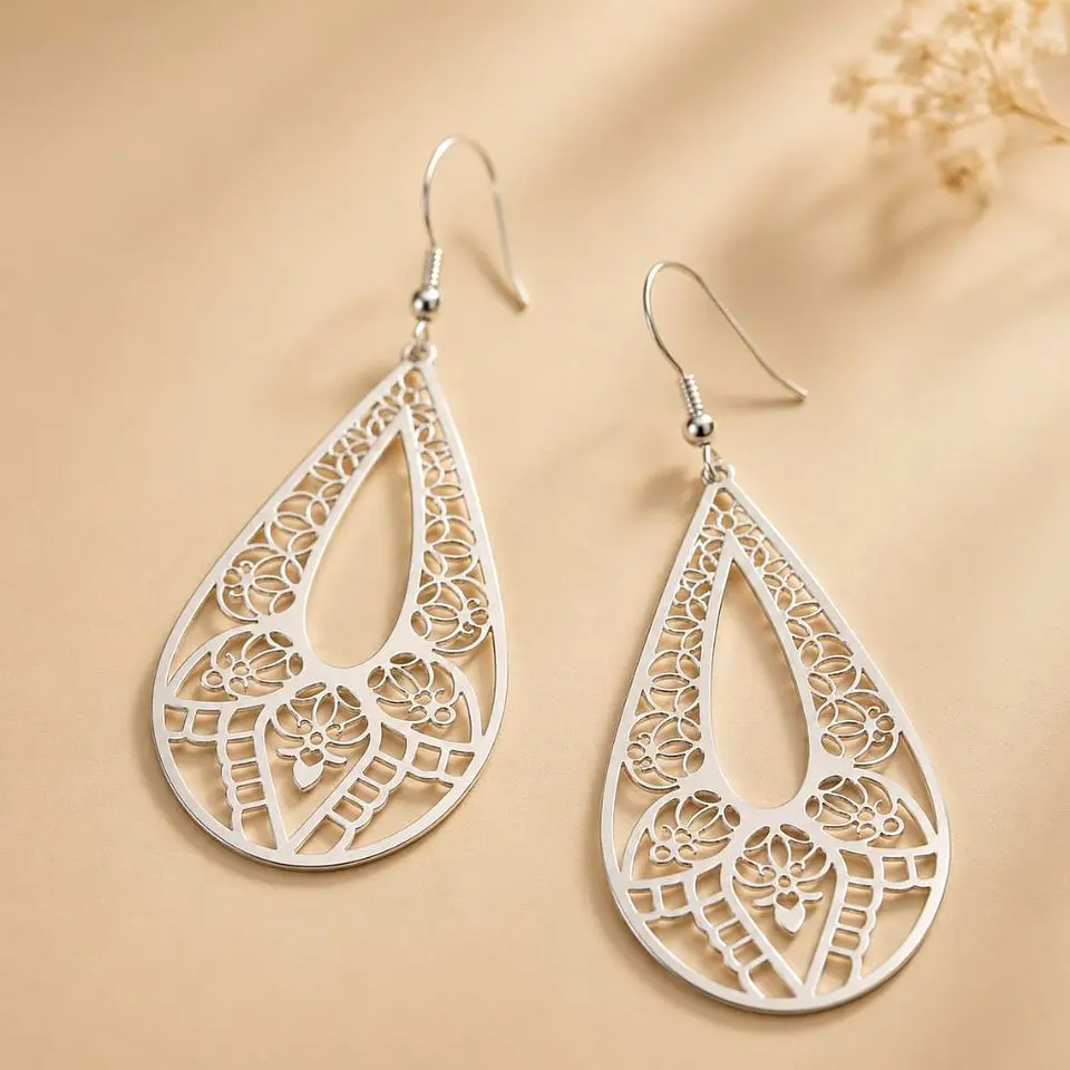 Aros Filigrana Boho Plata 925 · Gotas 4