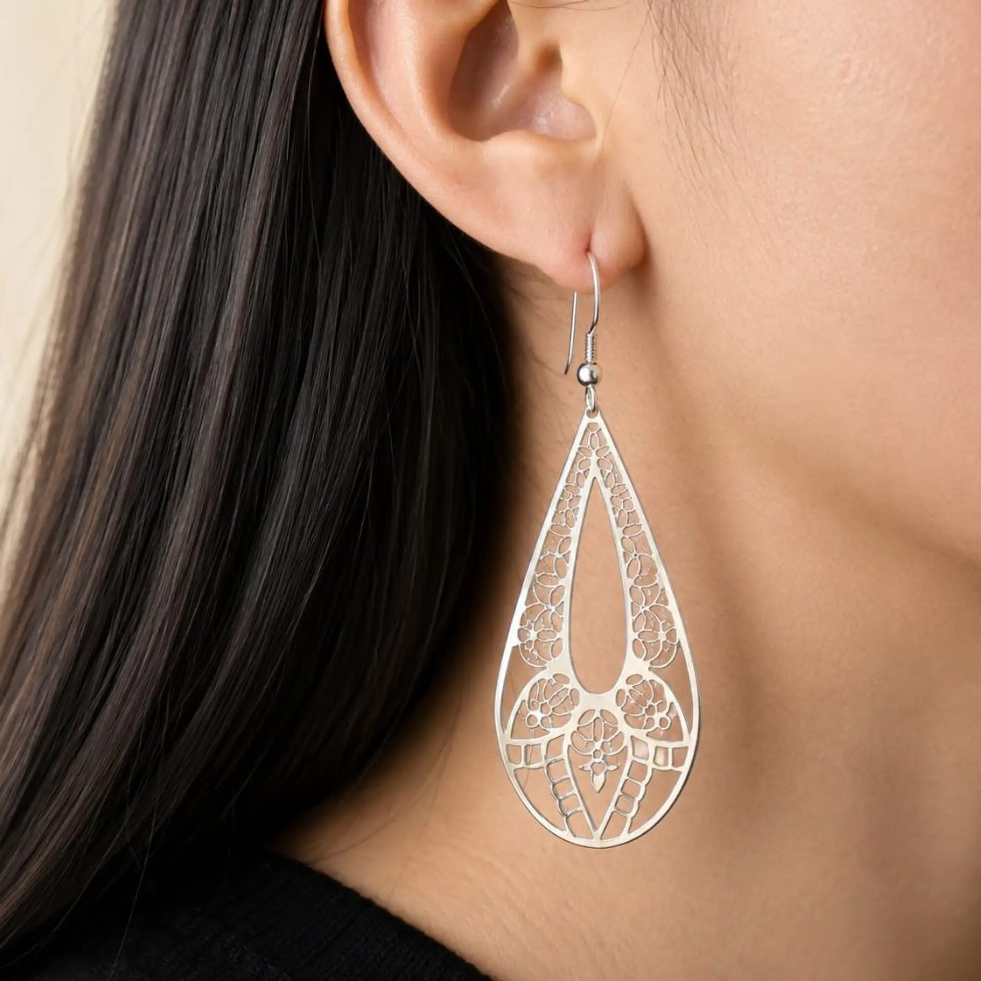 Aros Filigrana Boho Plata 925 · Gotas 2
