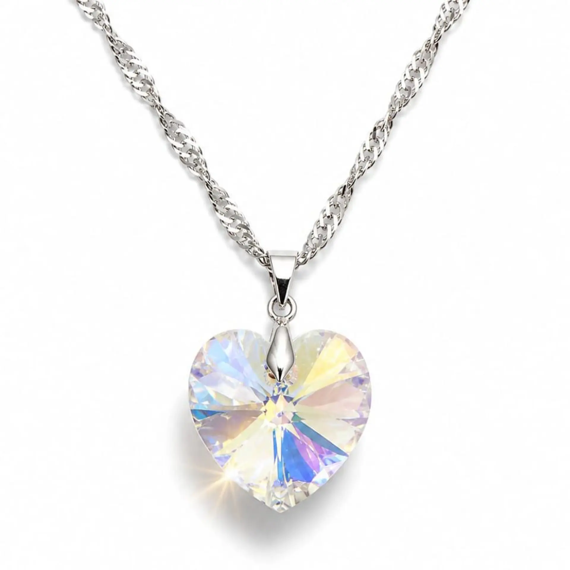 Collar Corazón Cristal Facetado Plata 925 2