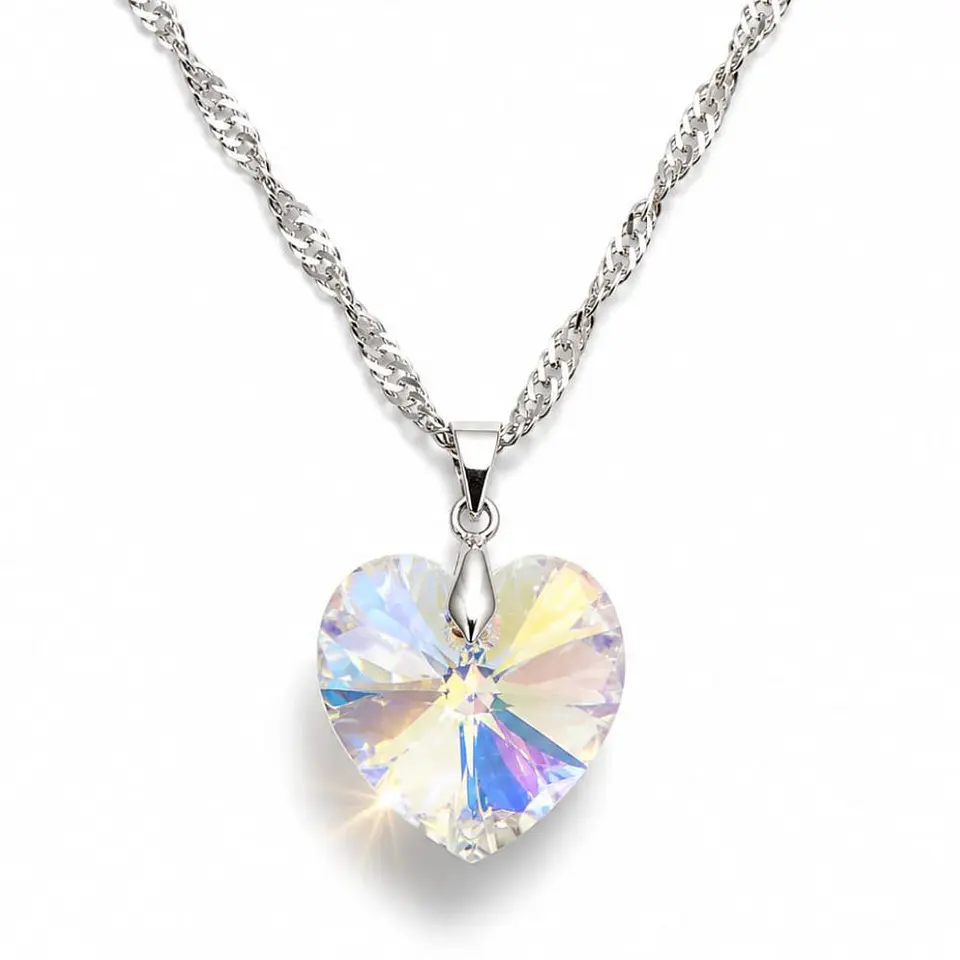 Collar Corazón Cristal Facetado Plata 925 2