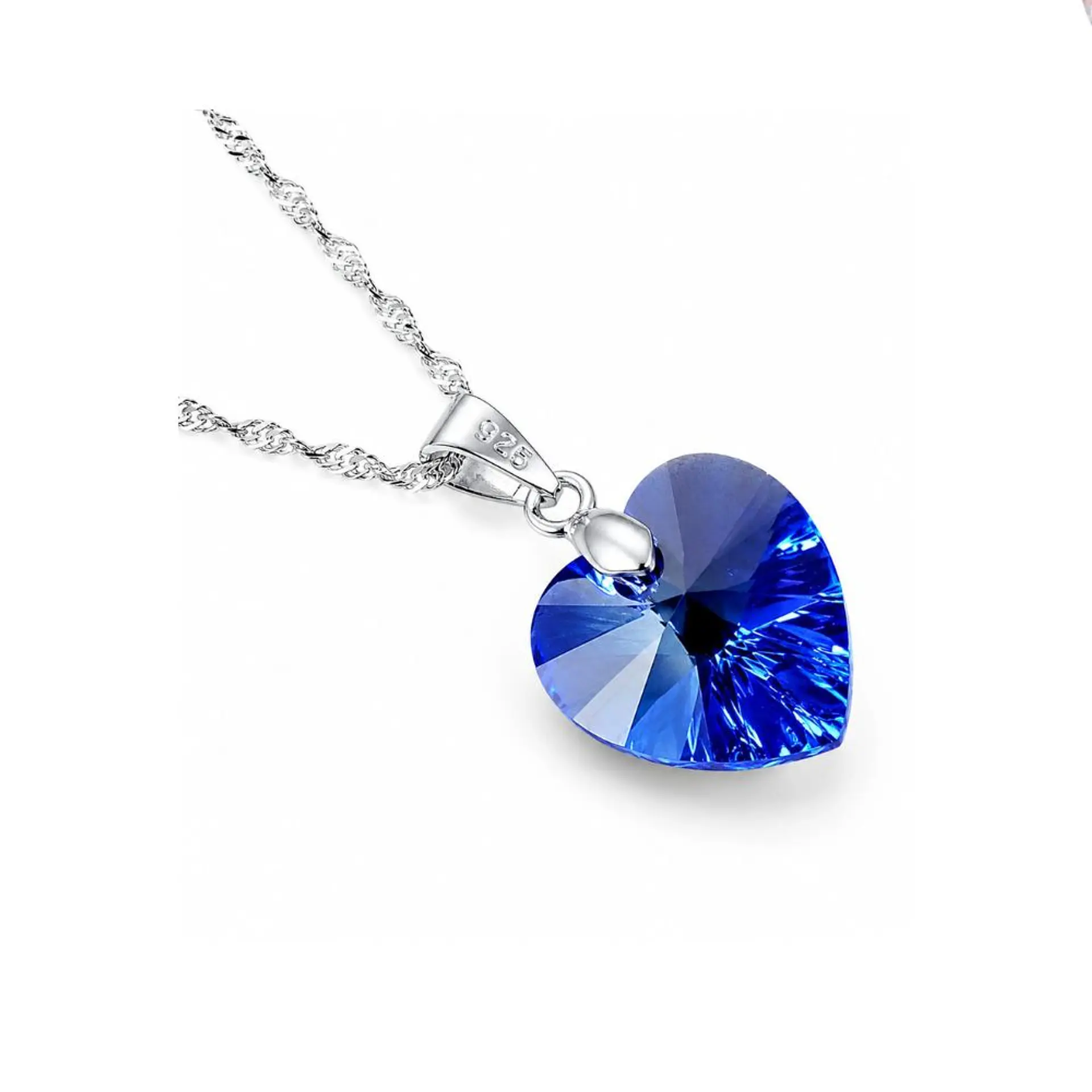 Collar Corazón Cristal Facetado Plata 925 3