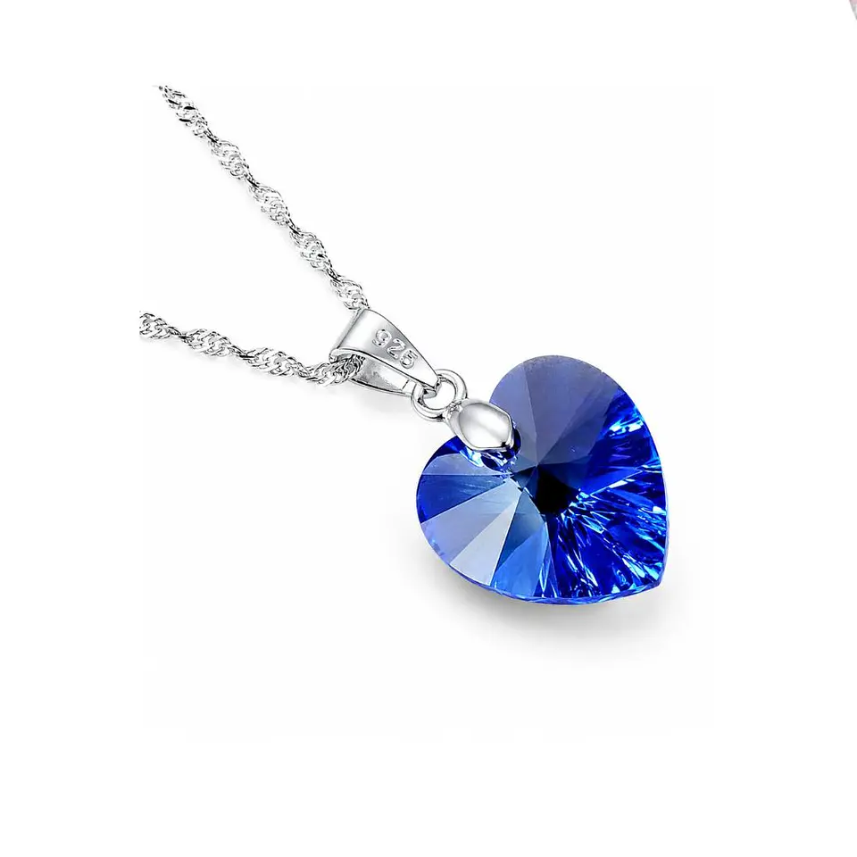 Collar Corazón Cristal Facetado Plata 925 3