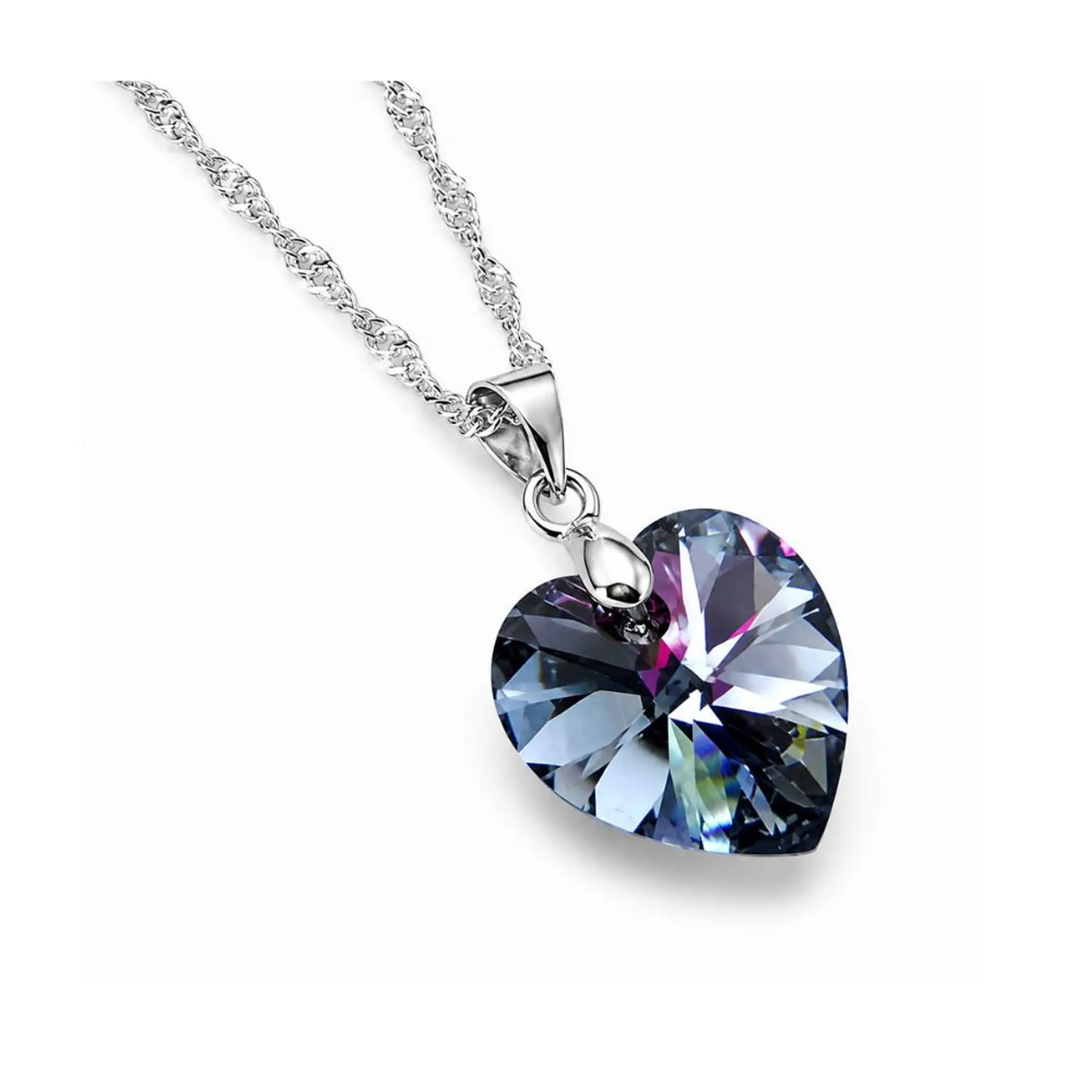 Collar Corazón Cristal Facetado Plata 925 4