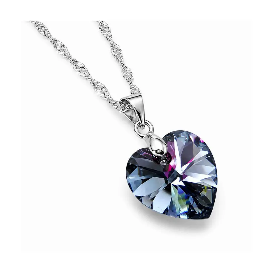 Collar Corazón Cristal Facetado Plata 925 4