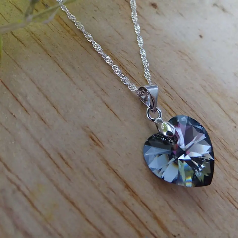 Collar Corazón Cristal Facetado Plata 925 5