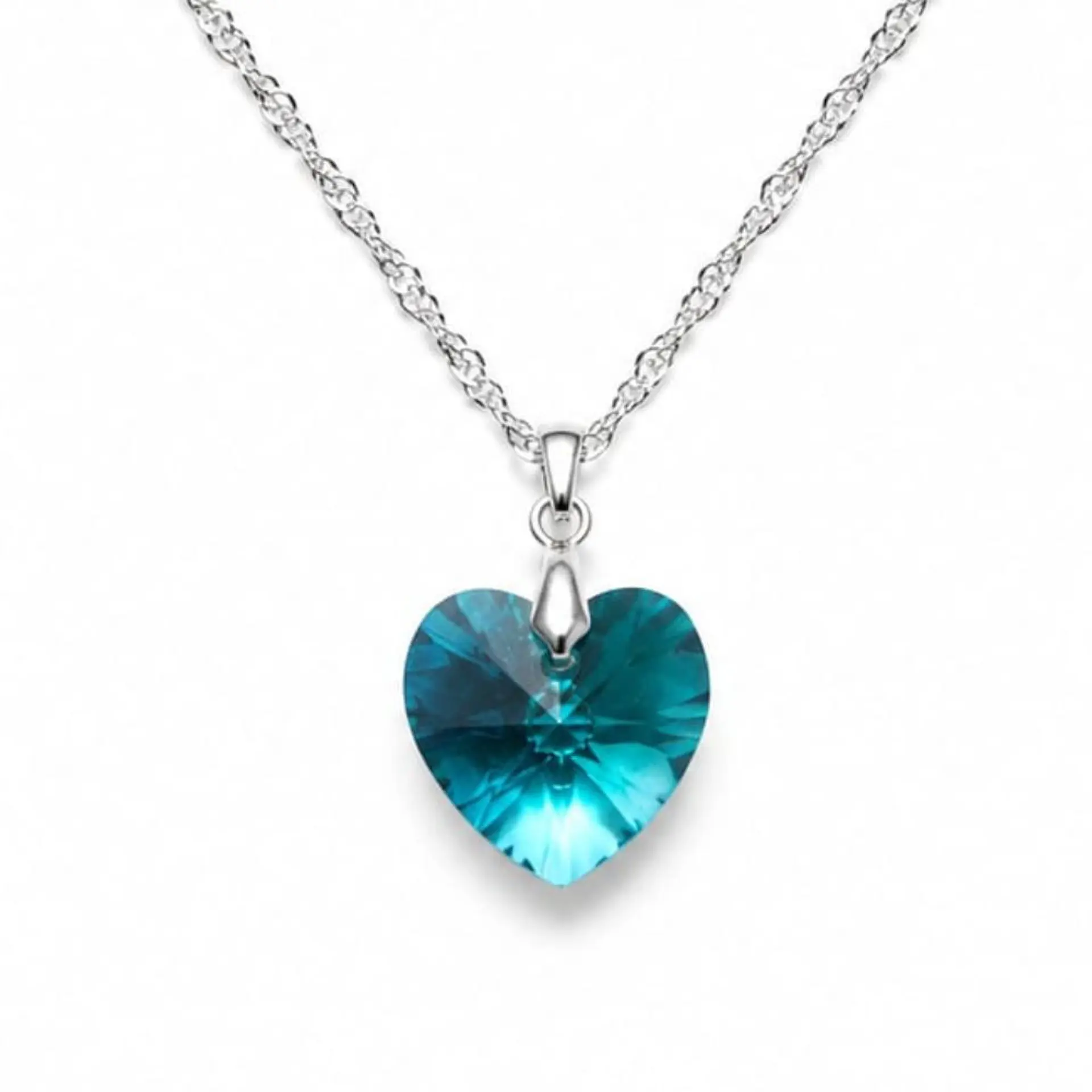 Collar Corazón Cristal Facetado Plata 925 7