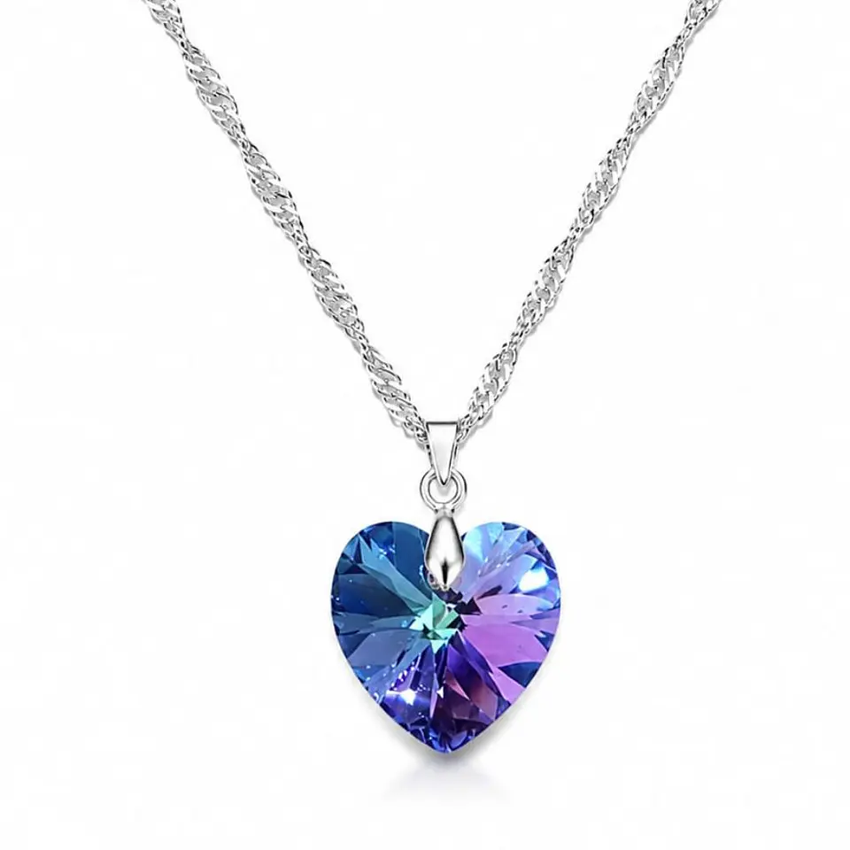 Collar Corazón Cristal Facetado Plata 925 8