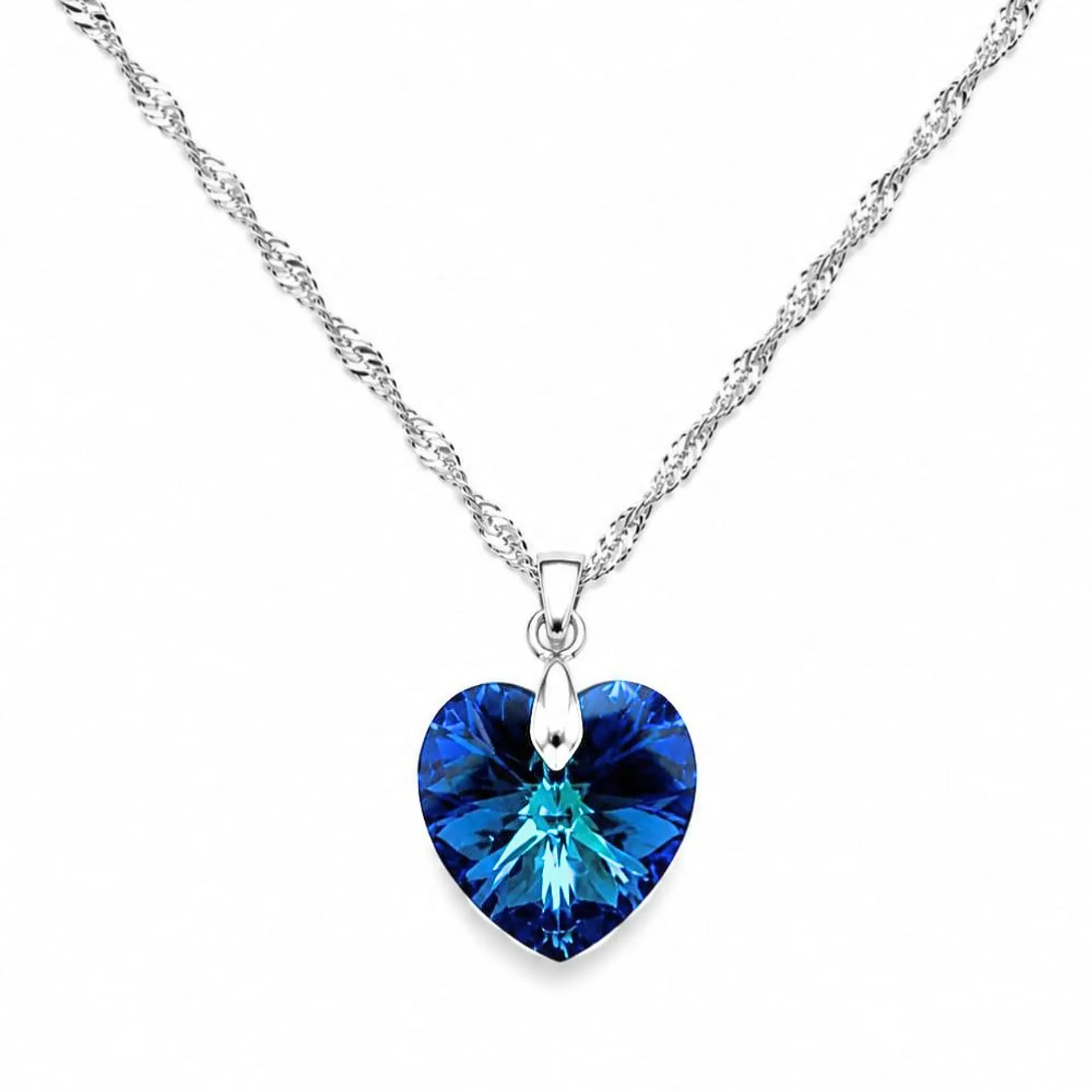 Collar Corazón Cristal Facetado Plata 925 9