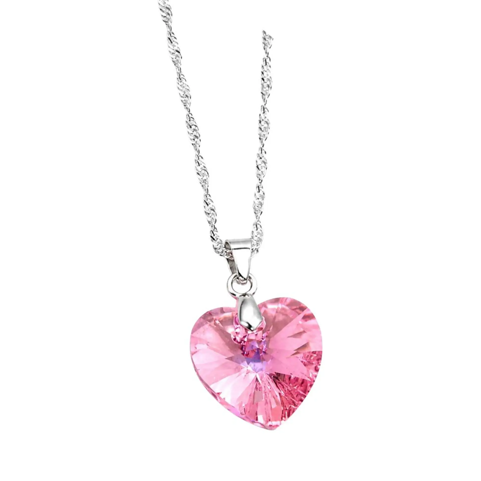 Collar Corazón Cristal Facetado Plata 925 10