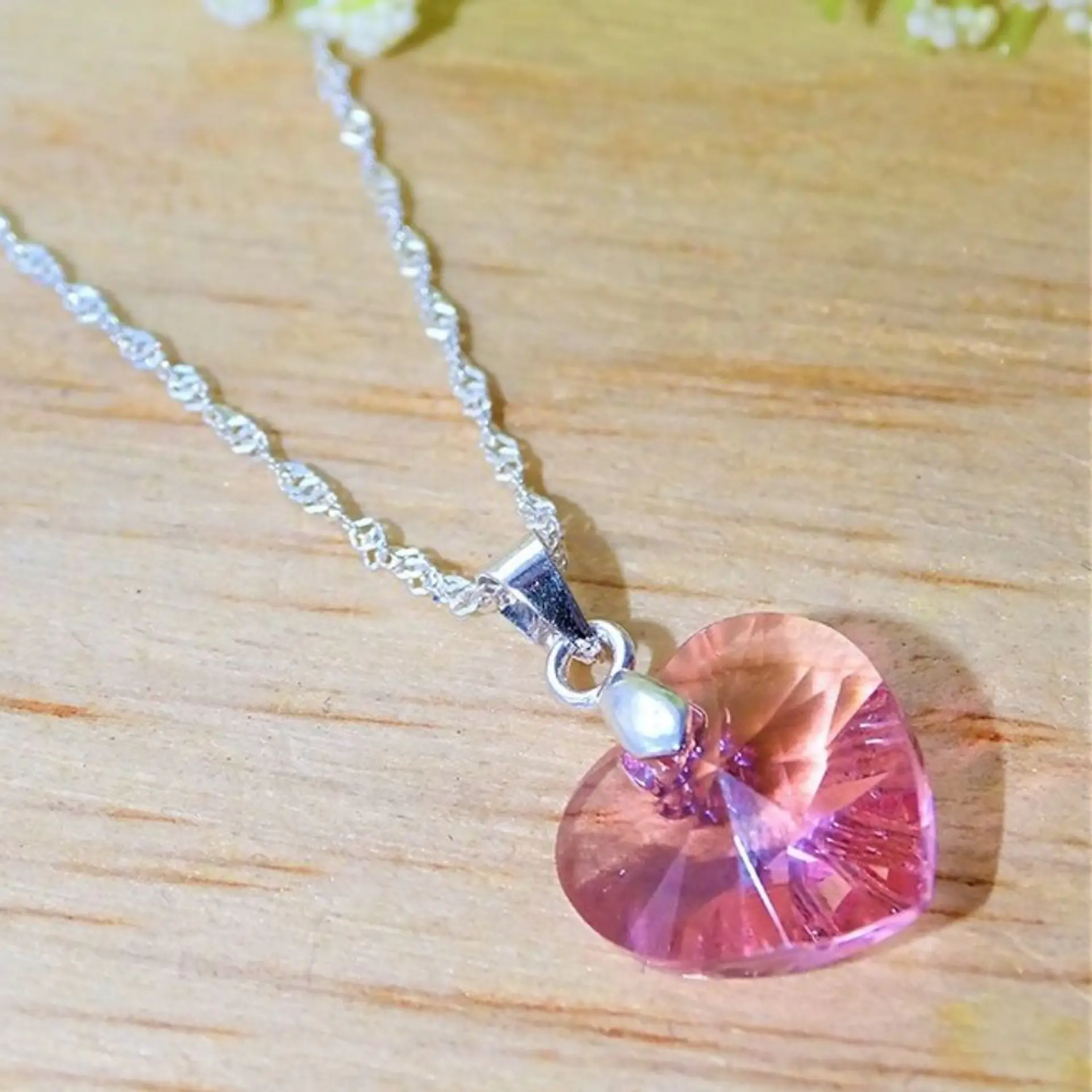 Collar Corazón Cristal Facetado Plata 925 11