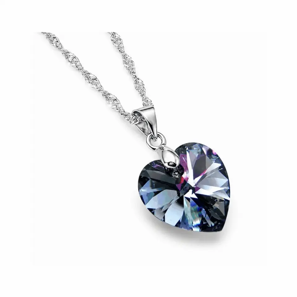 Collar Corazón Cristal Facetado Plata 925 1