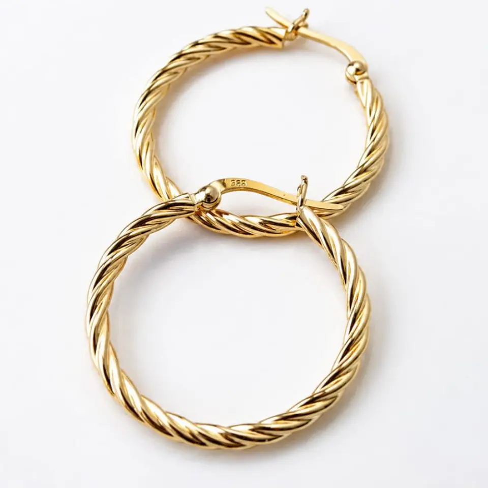 Argollas Baño de Oro 18k · Trenzado Liso 3 cm 1