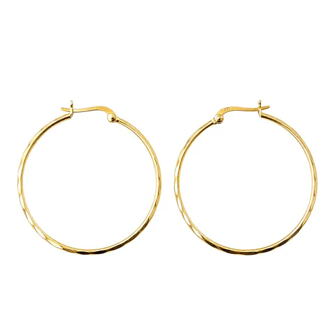 Argollas Baño de Oro 18k · Facetadas 40 mm