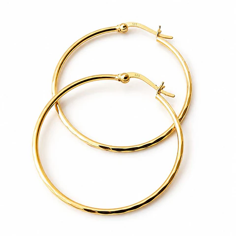 Argollas Baño de Oro 18k · Facetadas 40 mm