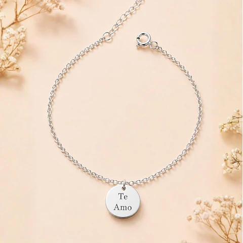 Pulsera De Plata con Medalla Personalizable
