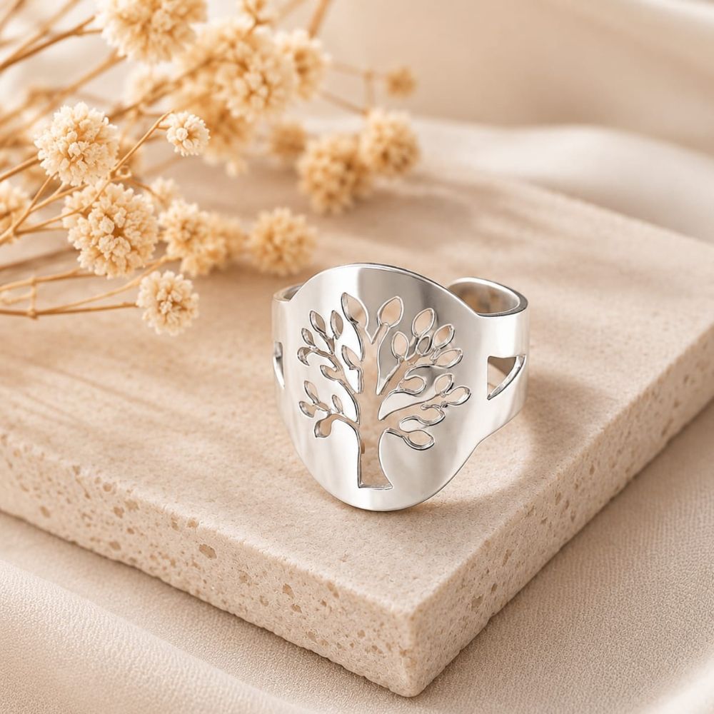 Anillo Ajustable Plata 925 · Árbol de la Vida