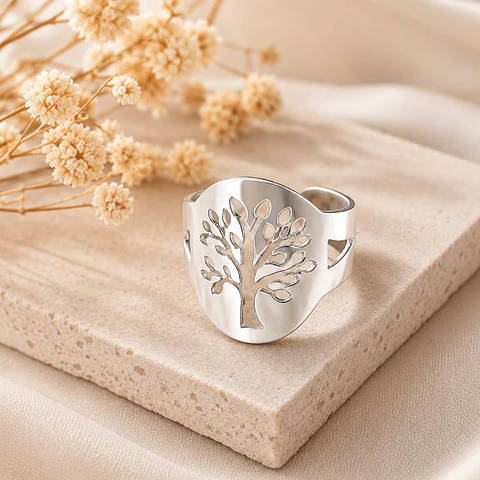 Anillo Ajustable Plata 925 · Árbol de la Vida