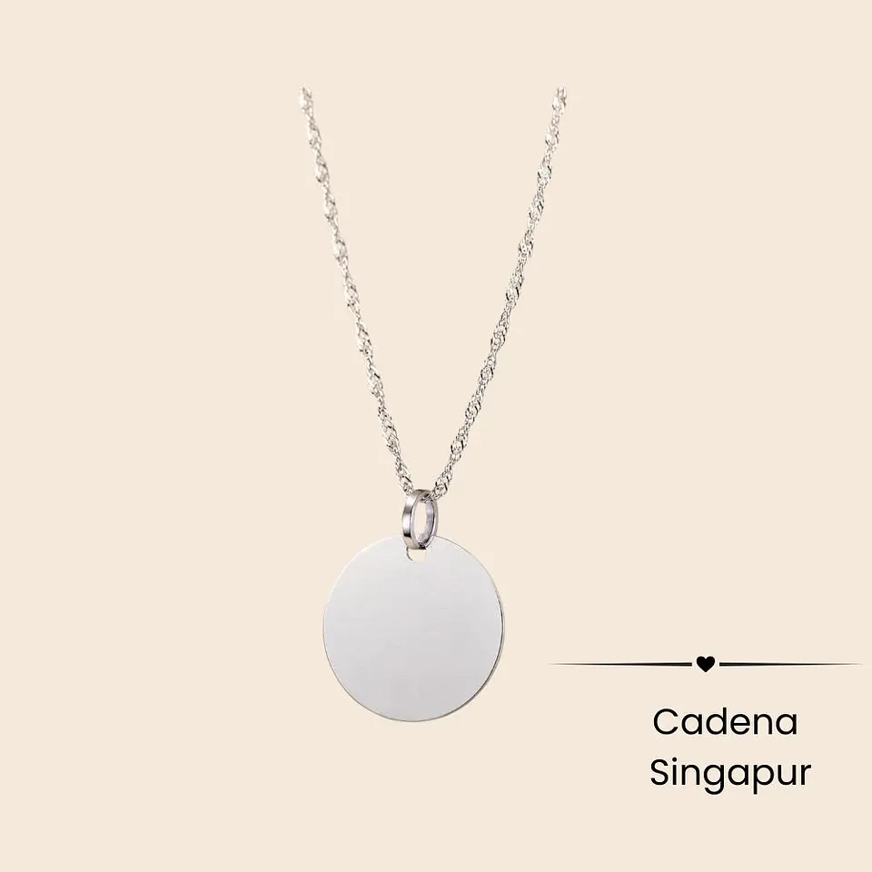 Collar Medalla Delicate 1.3 cm Personalizable Plata 925 8