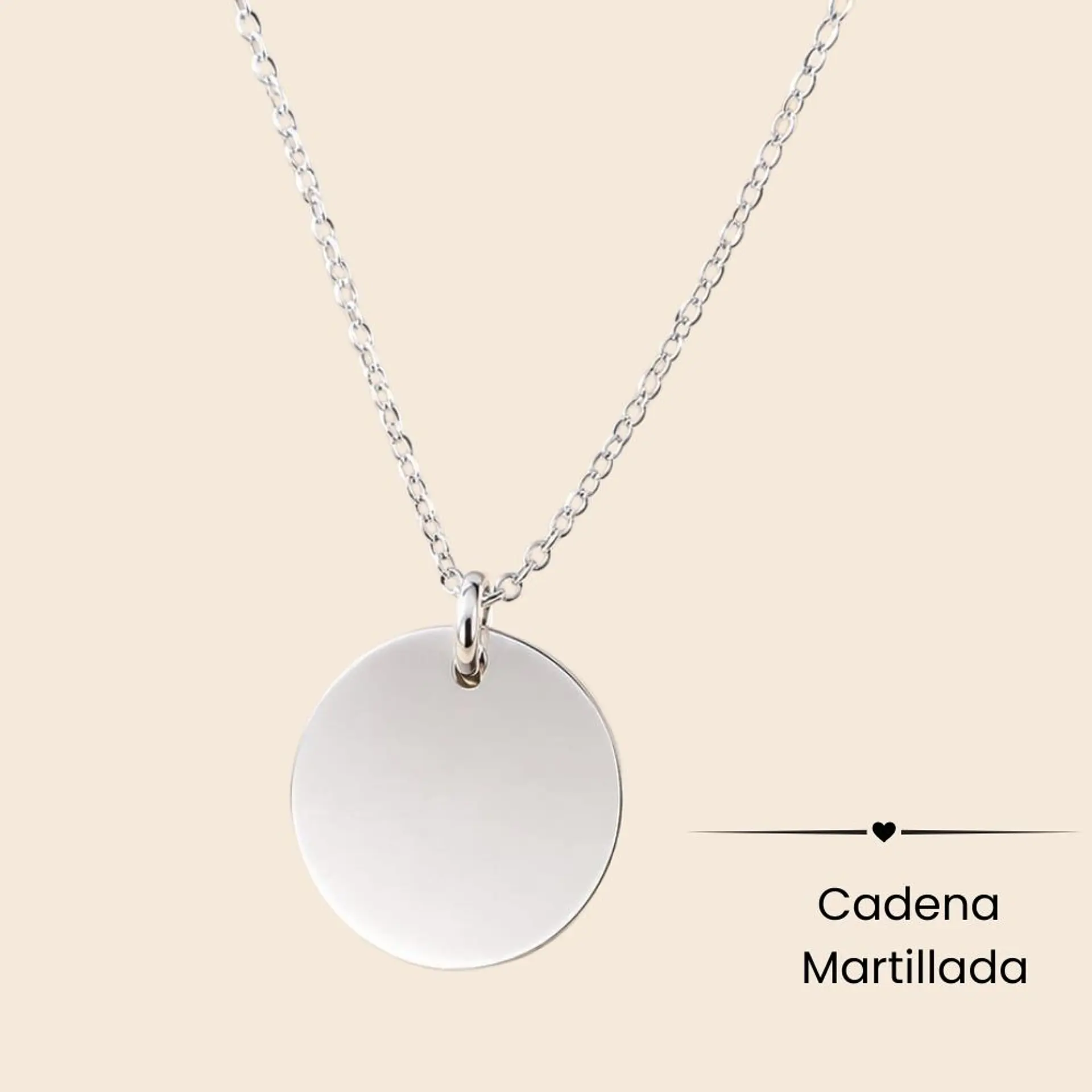 Collar Medalla Signature 2 cm Personalizable Plata 925 8