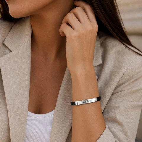 Pulsera Cuero y Acero Mujer Personalizable · Acero y Cuero