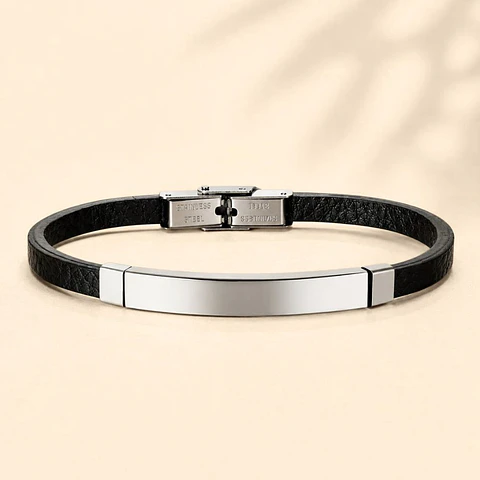 Pulsera Cuero y Acero Mujer Personalizable · Acero y Cuero