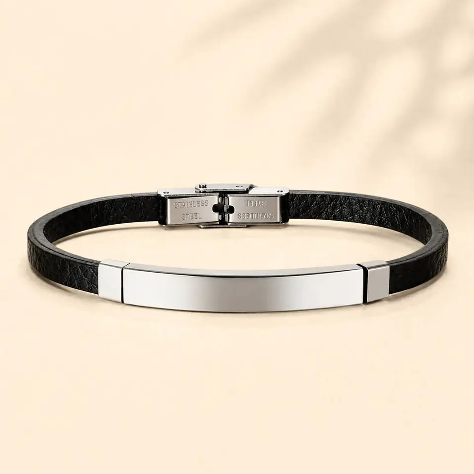 Pulsera Cuero y Acero Mujer Personalizable · Acero y Cuero 1