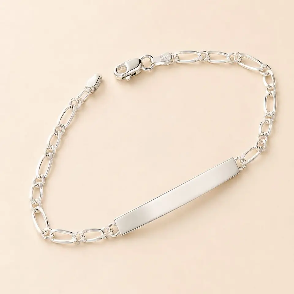 Pulsera Piocha Plata 925 · Figaro Personalizada 1