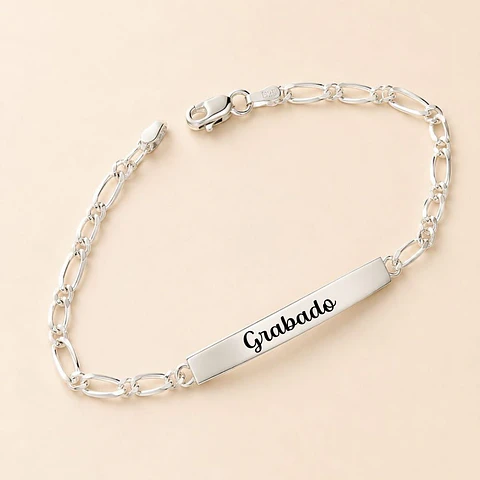 Pulsera Piocha Plata 925 · Figaro Personalizada