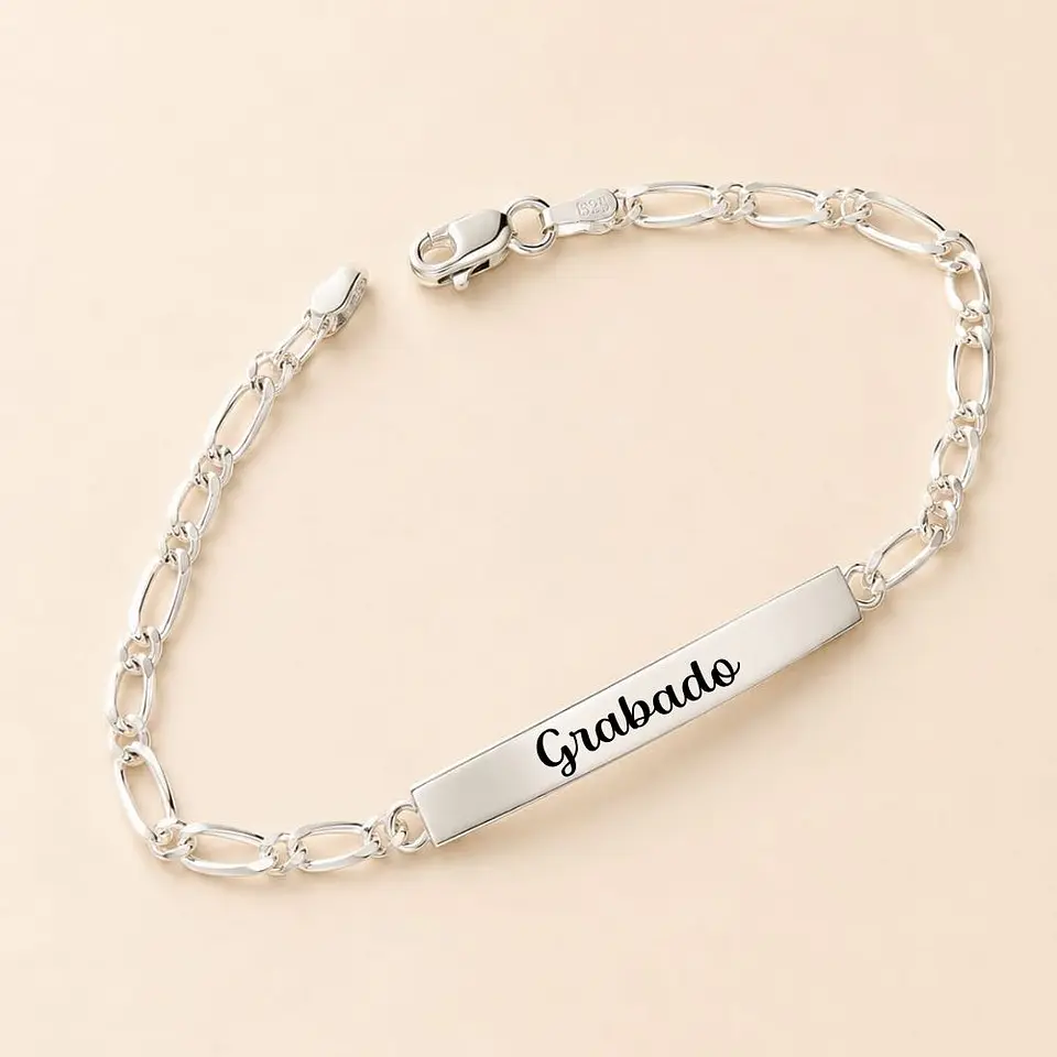 Pulsera Piocha Plata 925 · Figaro Personalizada 2