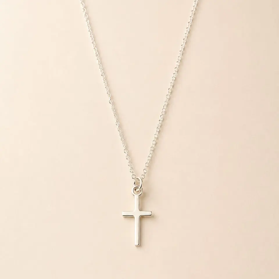 Collar Cruz Plata 925 · Cadena Martillada 1