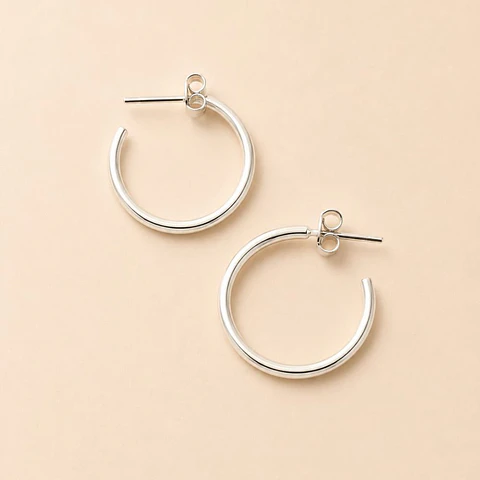 Argollas Lisas Abiertas Plata 925 · 20 MM