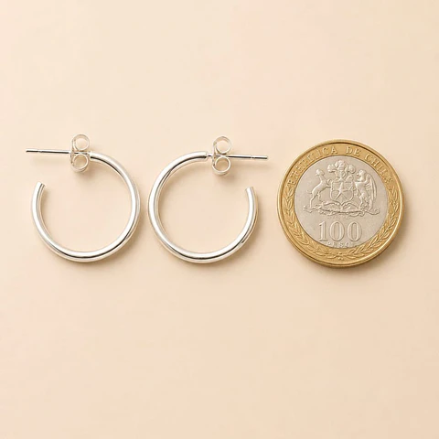 Argollas Lisas Abiertas Plata 925 · 20 MM