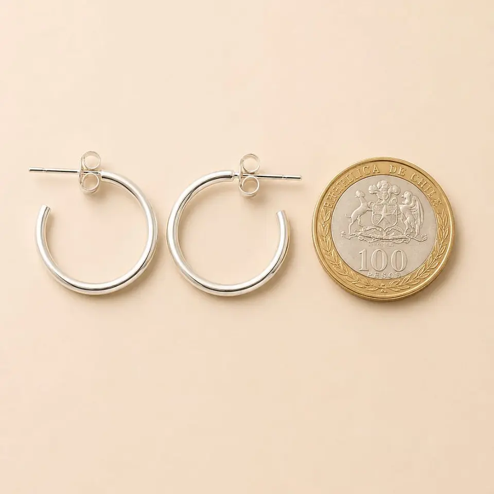Argollas Lisas Abiertas Plata 925 · 20 MM 2
