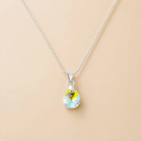 Collar Gota Cristal Aurora Boreal · Plata 925