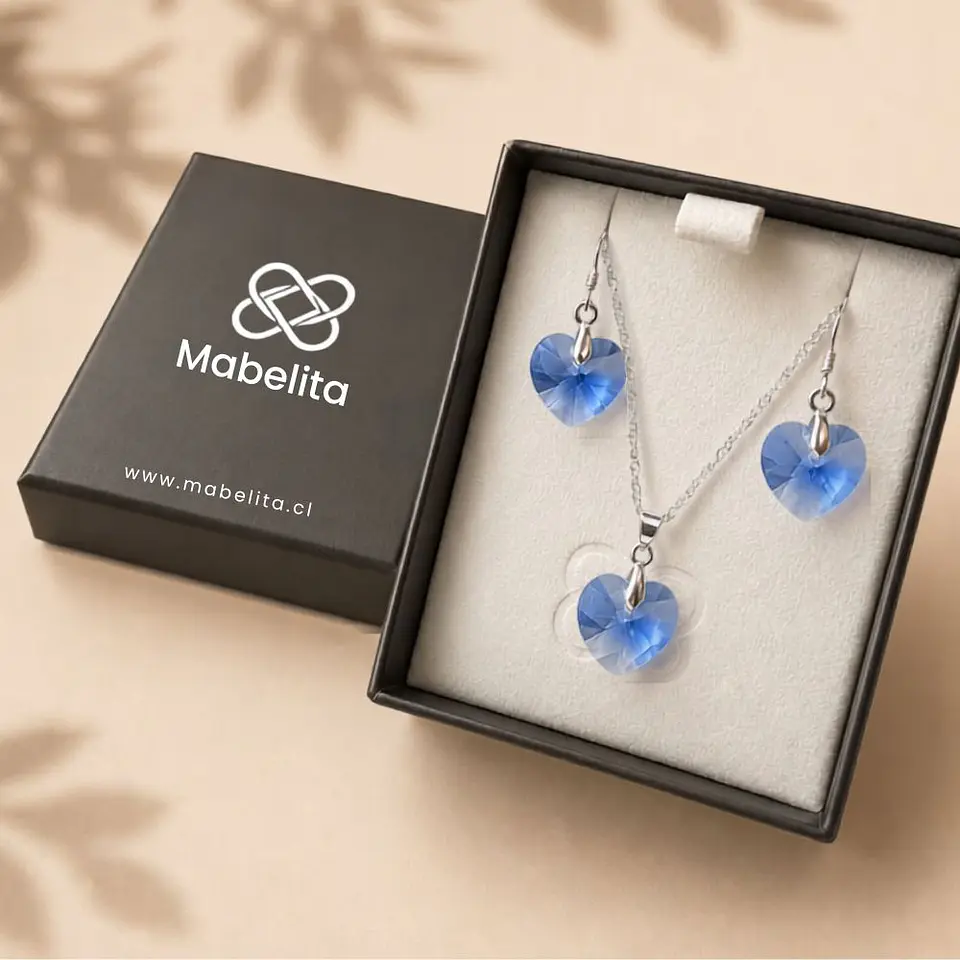 Conjunto Corazones de Cristal · Plata 925 4