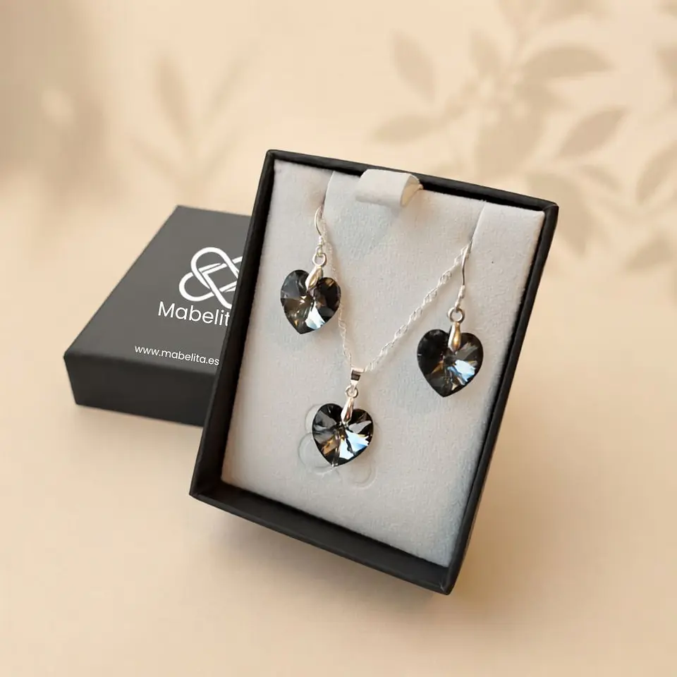 Conjunto Corazones de Cristal · Plata 925 5