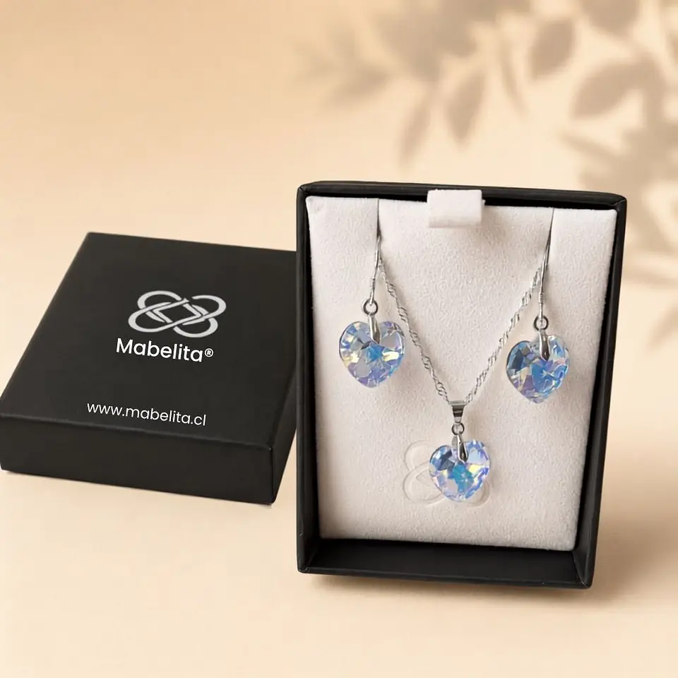 Conjunto Corazones de Cristal · Plata 925 6