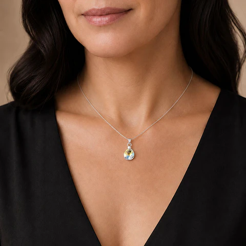 Collar Gota Cristal Aurora Boreal · Plata 925