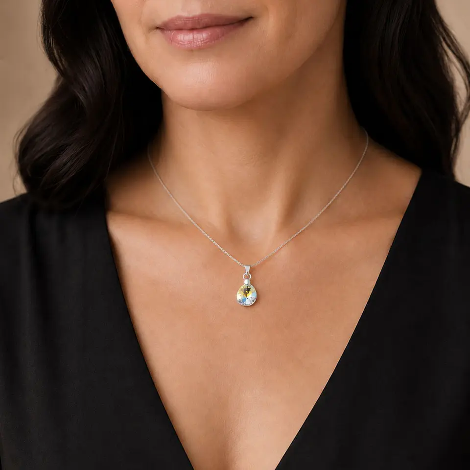 Collar Gota Cristal Aurora Boreal · Plata 925 2