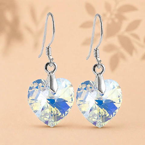 Aros Corazón Cristal · Plata 925